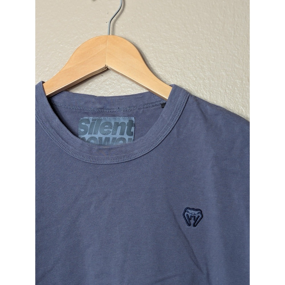 Venum Silent Power T-Shirt Mens XL Grey Charcoal Tonal Embroidered Logo Sport - Picture 3 of 16